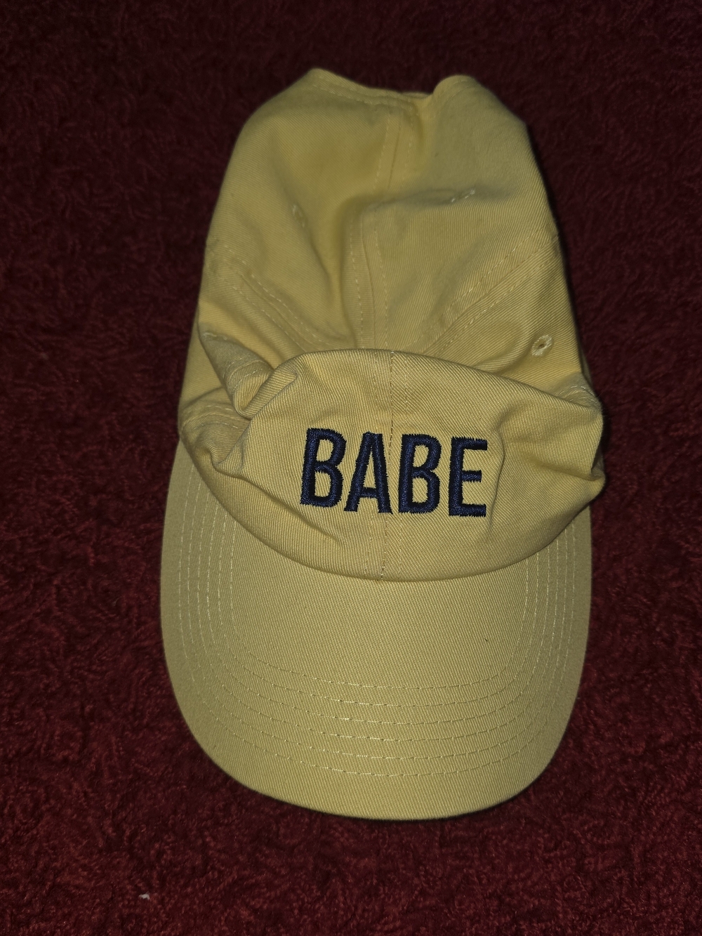 SWISH Yellow "BABE" Embroidered Dad Hat Baseball Cap | Blue Rose Detail